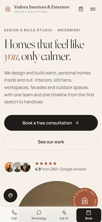 Vedora Interiors & Exteriors on a phone